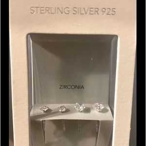 NWT Sterling Silver 925 Zirconia Earrings 2 Pair “I Am” Brand.